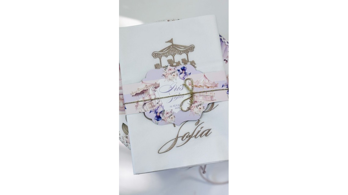 Trusou botez cu carusel și flori de iris în lila și roz prăfuit – „Caruselul Magic” 21